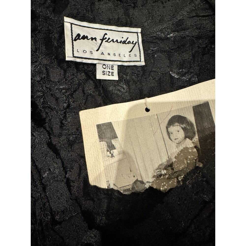Ann Ferriday Vintage With Tags Black Pucker Lace Top S - Picture 5 of 5